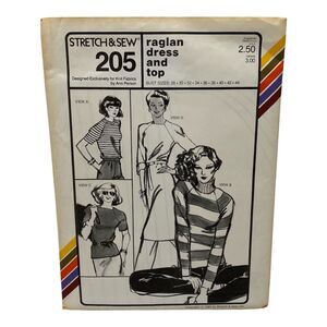 1981 Stretch and Sew Raglan Dress and Top Design Patterns by Ann Person